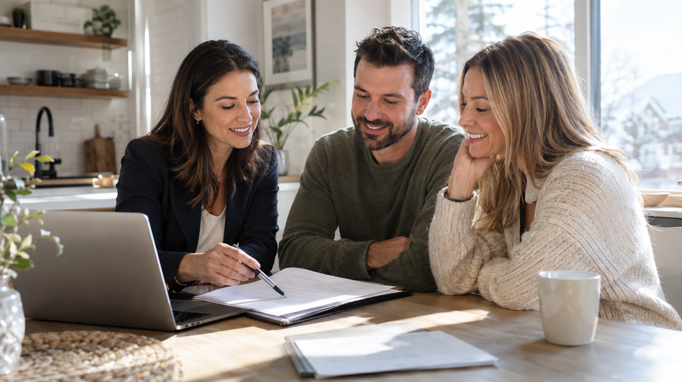 Homeowners reviewing options with an advisor