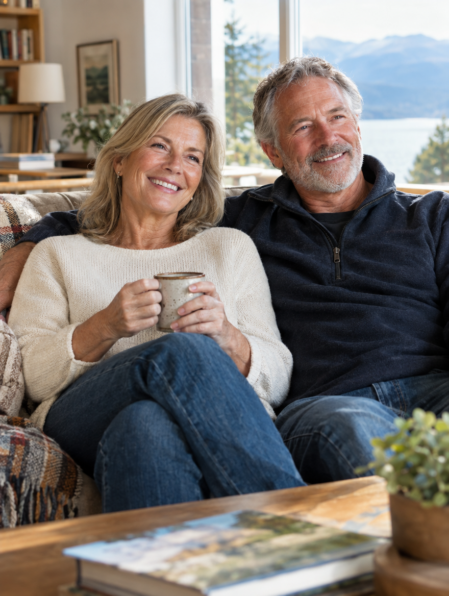 Retired couple at home